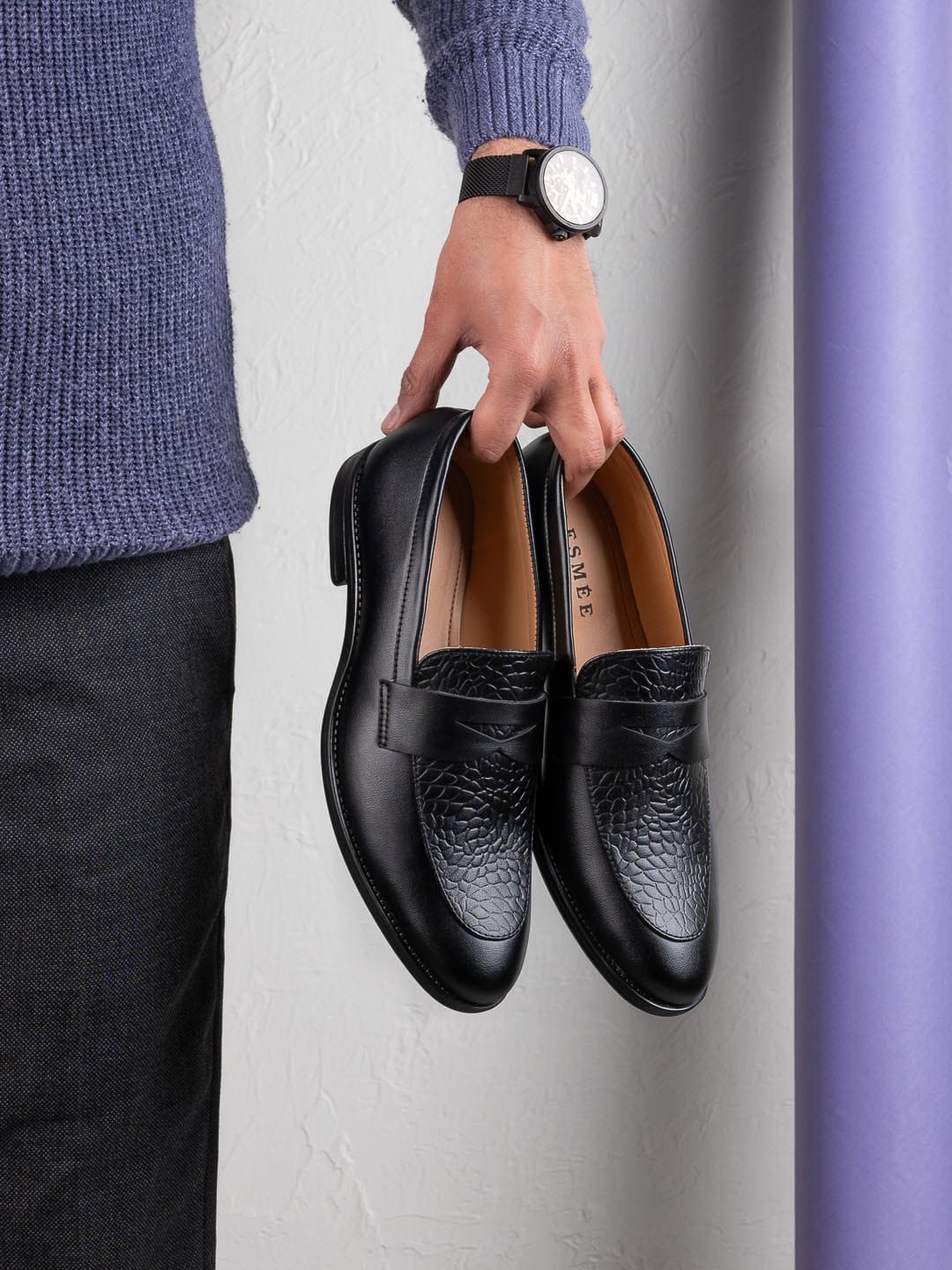 Esmee Black Men Formal Slip Ons