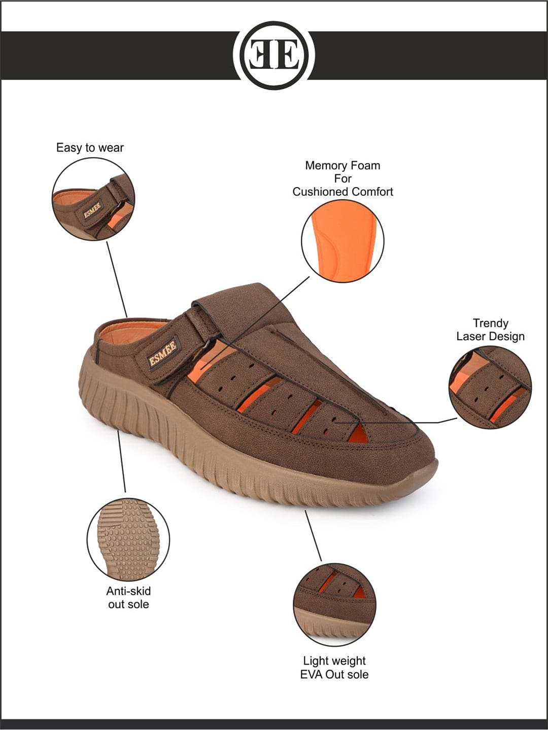 Esmee WalkZee Sandals for Men - Brown