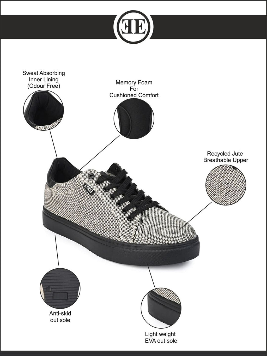 Esmee Gold Men's Eco Friendly Jute Fabric Sneakers